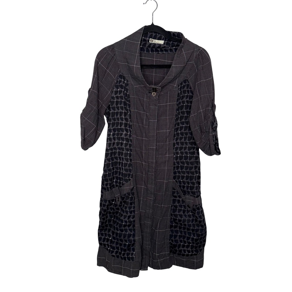 Mais Il Est Ou Le Soleil? Tunic Dress Women 40 Gray Excellent Plaid Geometric